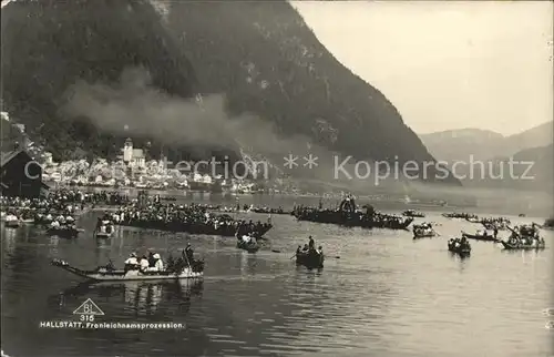 Hallstatt Salzkammergut Fronleichnamsprozession Boote  Kat. Hallstatt