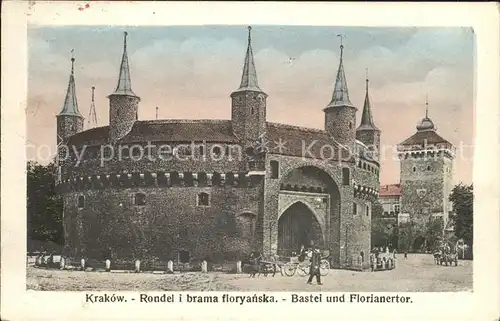 Krakow Malopolskie Rondel i brama floryanska Bastei und Florianertor Kat. Krakow
