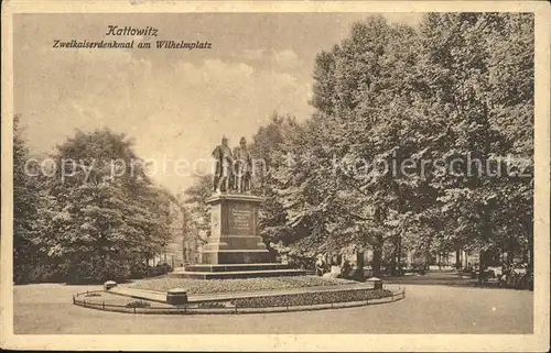 Kattowitz Zweikaiserdenkmal am Wilhelmplatz Kat. Katowice