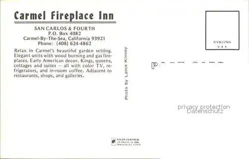 Carmel California Carmel Fireplace Inn Kat. Carmel