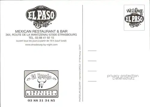 Strassburg Elsass Mexican Restaurant Bar El Paso Kat. Strasbourg