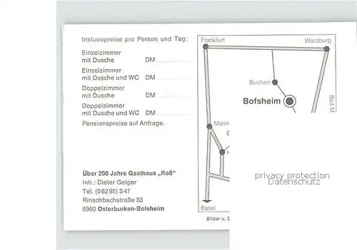 Bofsheim Gasthaus Ross Kat. Osterburken