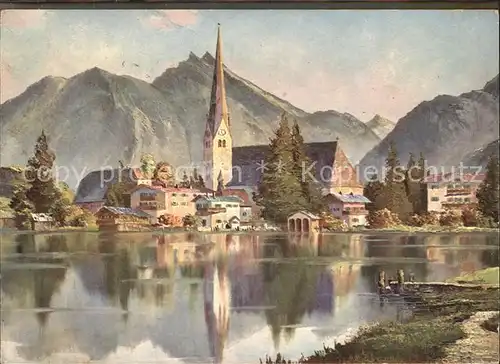 Egern Tegernsee Kuenstlerkarte H. Lang Kat. Rottach Egern