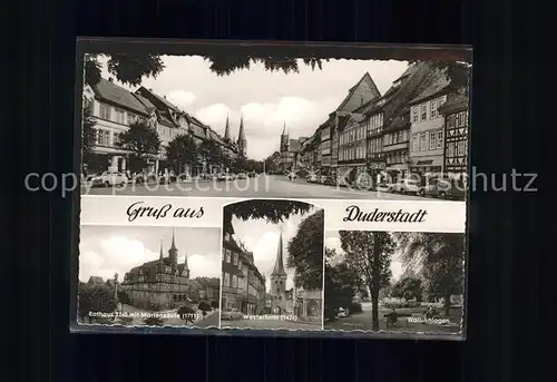 Duderstadt Rathaus Mariensaeule Westerturm Wall Anlagen Kat. Duderstadt