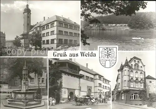 Weida Thueringen Markt Rathaus Auma Talsperre Brunnen Rathaus Cafe Museum Kat. Weida Thueringen