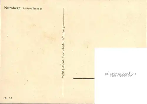 Nuernberg Schoener Brunnen Mendelsohn Verlag Nr. 10 Kat. Nuernberg