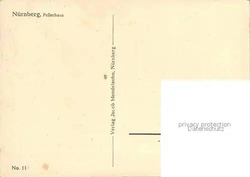 Nuernberg Pellerhaus Mendelsohn Verlag Nr. 11 Kat. Nuernberg