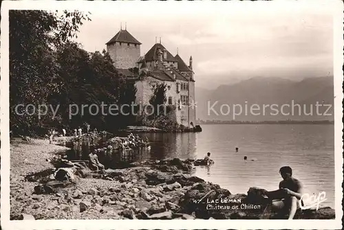 Lac Leman Genfersee Chateau de Chillon  / Genf /Bz. Geneve City