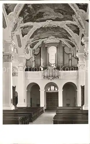 Beuron Donautal Erzabtei Blick zur Orgel Fresken Kat. Beuron