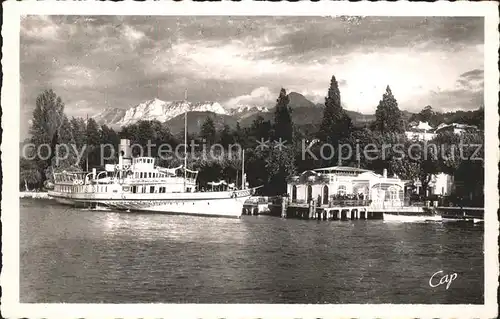 Evian les Bains Haute Savoie Debarcadere Lac Leman Dent d Oche Montagne Kat. Evian les Bains