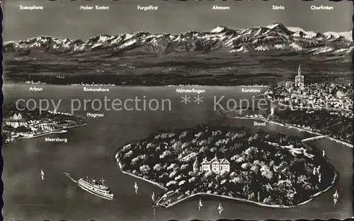 Insel Mainau Fliegeraufnahme Alpenpanorama Kat. Konstanz Bodensee