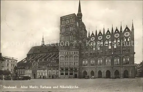 Stralsund Mecklenburg Vorpommern Alter Markt Rathaus Nikolaikirche Kat. Stralsund