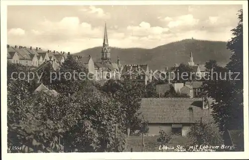 Loebau Sachsen Ortsansicht mit Kirche Loebauer Berg Kat. Loebau