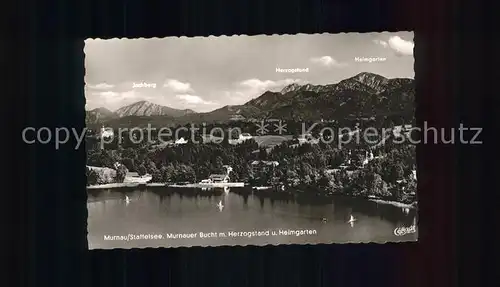 Murnau Bucht mit Herzogstand und Heimgarten Bayerische Alpen Fliegeraufnahme Kat. Murnau a.Staffelsee