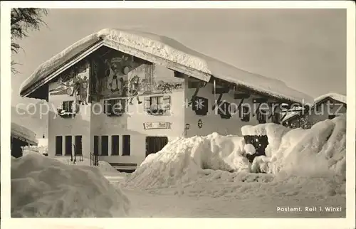 Reit Winkl Postamt Fassadenmalerei Winterimpessionen Kat. Reit im Winkl