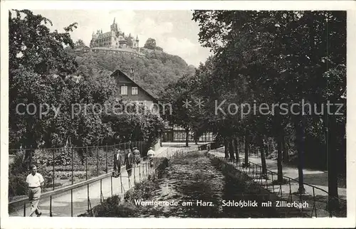 Wernigerode Harz Schlossblick mit Zillierbach Kat. Wernigerode