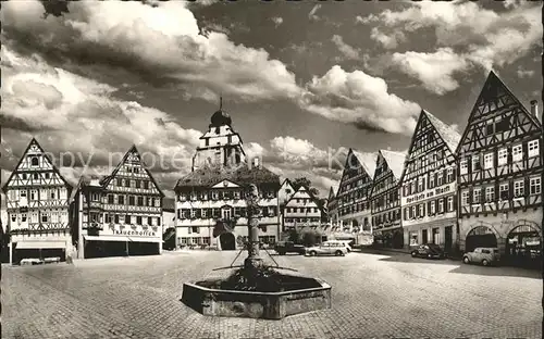 Herrenberg Gaeu Marktplatz Brunnen Fachwerkhaus / Herrenberg /Boeblingen LKR