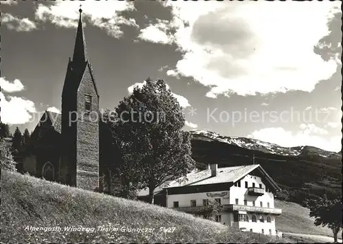 Innsbruck Alpengasthof Windegg Kirche mit Glungezer Tuxer Alpen Kat. Innsbruck