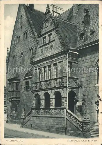 Halberstadt Rathaus und Erker Kupfertiefdruck Kat. Halberstadt