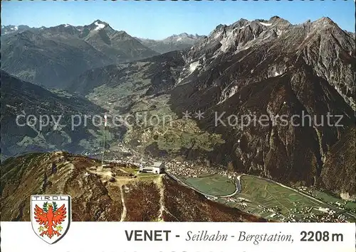 Landeck Tirol Venet Seilbahn Bergstation Inntal Alpenpanorama Wappen Kat. Landeck