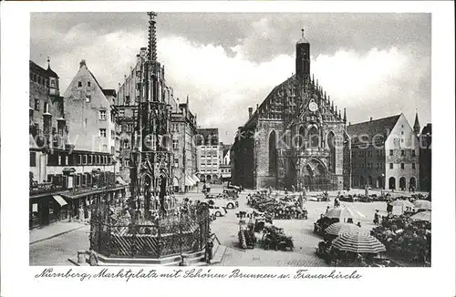 Nuernberg Marktplatz Schoenen Brunnen Frauenkirche Kat. Nuernberg