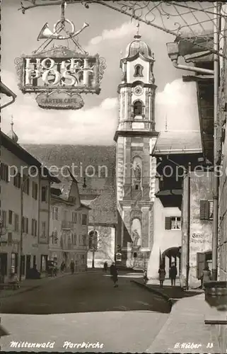 Mittelwald Pfarrkirche Hotel Post Kat. Adelmannsfelden