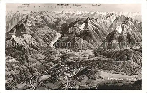 Berchtesgaden Panoramakarte Hochkoenig Hundstod Gr. Glockner Kat. Berchtesgaden