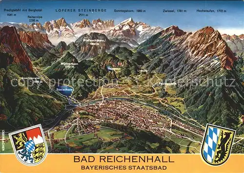 Bad Reichenhall Panoramakarte Loferer Steinberge Zwiesel Hochstaufen Sonntagshorn Kat. Bad Reichenhall
