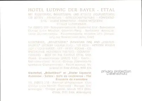 Ettal Hotel Ludwig der Bayer Kat. Ettal