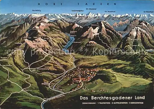 Berchtesgaden Panoramakarte Hohe Tauern Lockstein Schoenau Gruenstein Kat. Berchtesgaden