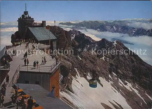 Zugspitze Gipfelstation Zugspitzbahn Aussichtsterrasse Kreuz Kat. Garmisch Partenkirchen