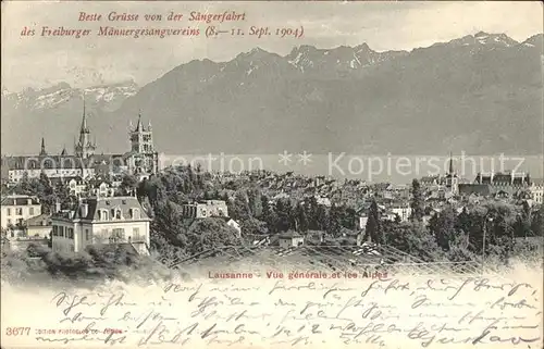 Lausanne VD Gruesse Saengerfahrt Freiburger Maennergesangvereins Alpen Ort / Lausanne /Bz. Lausanne City