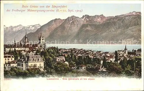 Lausanne VD Alpe Gruesse Saengerfahrt Freiburger Maennergesangvereins  / Lausanne /Bz. Lausanne City