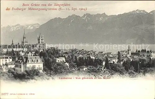 Lausanne VD Alpe Ort  Gruesse Saengerfahrt Freiburger Maennergesangvereins  / Lausanne /Bz. Lausanne City
