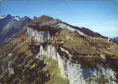 Aescher Wildkirchli Fliegeraufnahme Ebenalp Schaefler Saentis Kat. Weissbad