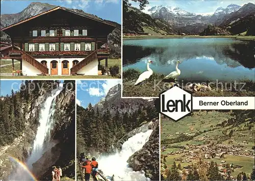 Lenk Simmental Schwaene Wasserfall Gasthaus Ortsansicht Kat. Lenk Simmental