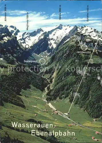 Wasserauen Ebenalpbahn Altmann Meglisalp Saentis Schaefler Seealpsee Wildkirchli Kat. Schwende