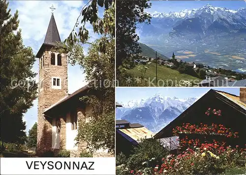 Veysonnaz Kirche Ortsansicht Alpen Kat. Veysonnaz