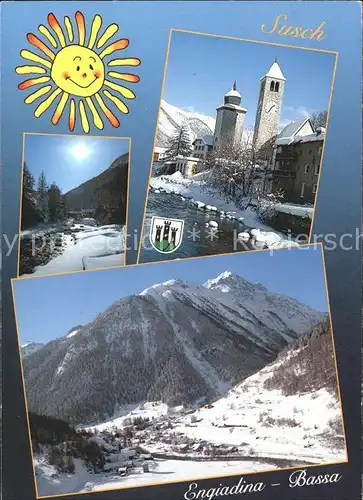 Susch Engiadina Bassa Kirche Alpen  Kat. Susch