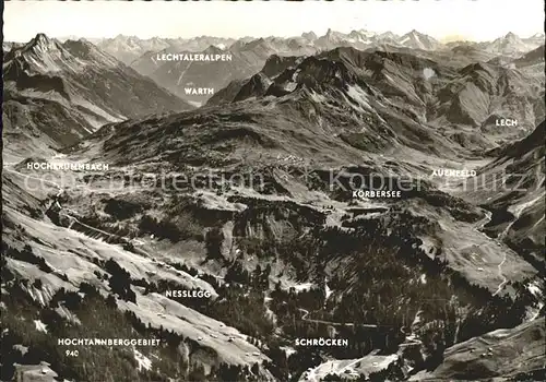 Schroecken Vorarlberg Panoramakarte Hochtannberggebiet Neeslegg Koerbersee Auenfeld Kat. Schroecken