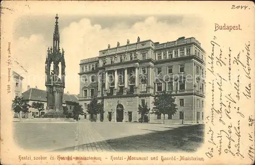 Budapest Hentzi Monument Honved Ministerium Kat. Budapest