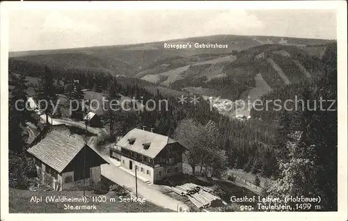 Alpl Gasthof Leitner Teufelstein Rosegger Geburtshaus Kat. Krieglach