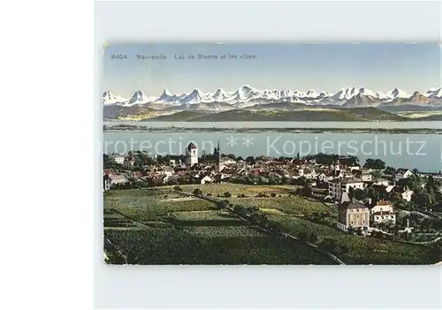 La Neuveville Panorama Lac de Bienne et les Alpes Kat. Preles