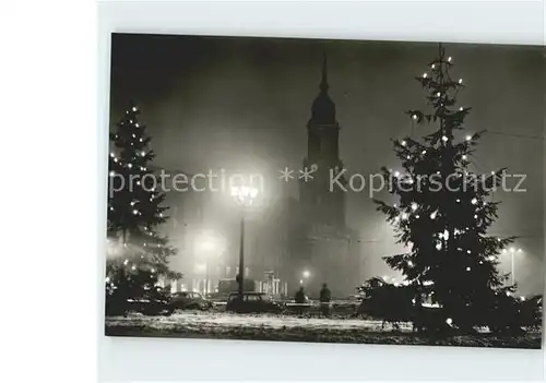 Dresden Altmarkt mit Kreuzkirche zur Weihnachtszeit Christbaum Kat. Dresden Elbe