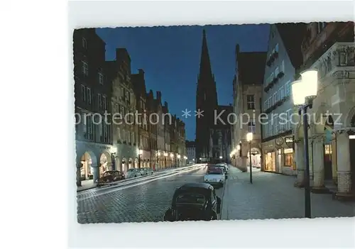 Muenster Westfalen Prinzipalmarkt Kirche bei Nacht Kat. Muenster