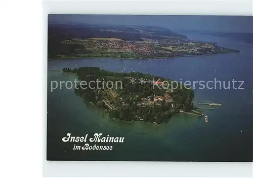 Insel Mainau mit Bodanrueck und ueberlingersee Fliegeraufnahme Kat. Konstanz Bodensee