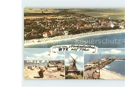 Wyk Foehr Fliegeraufnahme Strand Windmuehle Kat. Wyk auf Foehr