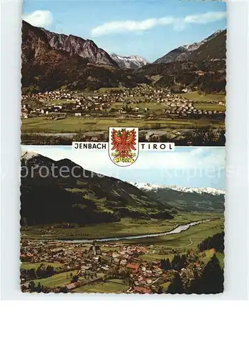 Jenbach Gesamtansicht mit Alpenpanorama Wappen Kat. Jenbach