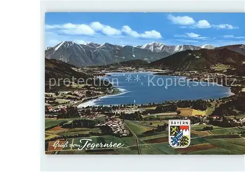 Tegernsee Alpenpanorama Wappen Fliegeraufnahme Kat. Tegernsee