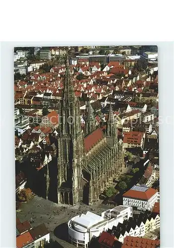 Ulm Donau Spaetgotisches Muenster Hoechste Kirchturm der Welt Fliegeraufnahme Kat. Ulm